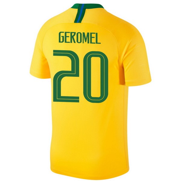 Camiseta Brasil 1ª Geromel 2018 Amarillo